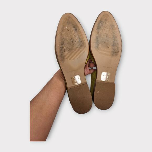 Madewell Womens Marisa D’Orsay Lizard Embossed Green Suede Flats Size 8 - Picture 7 of 7